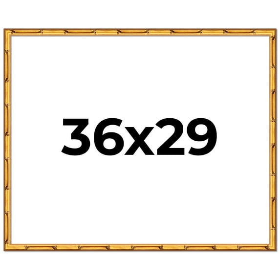 36x29 Frame Gold Bamboo Solid Wood Picture Frame | 1 Inch Moulding Width | Interior Frame Depth