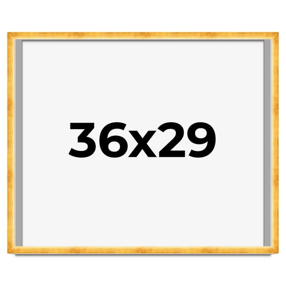 36x29 Shadow Box Frame Gold | 1.625 Inches Deep Real Wood Traditional Shadowbox Display Frame | UV