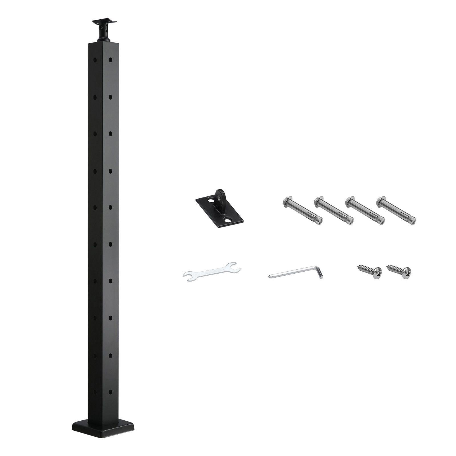 36x2x2 Inch Black Stainless Steel Cable Fencing Posts with L Shaped Pre ...