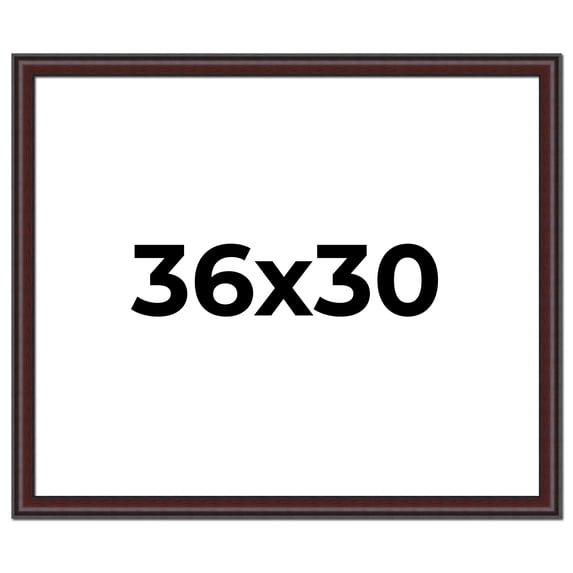 36x30 Frame Brown Round Mahogany Solid Wood Picture Frame | 1.625 Inch Moulding Width | with UV