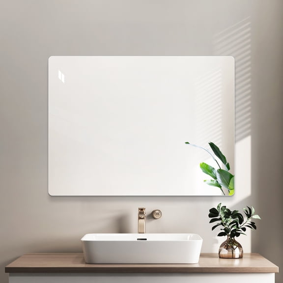36x30 Inch Frameless Bathroom Mirror, Wall Mounted Vanity Mirror, HD Copper-Free Silver Glass, Vertical or Horizontal Hanging, Shatterproof