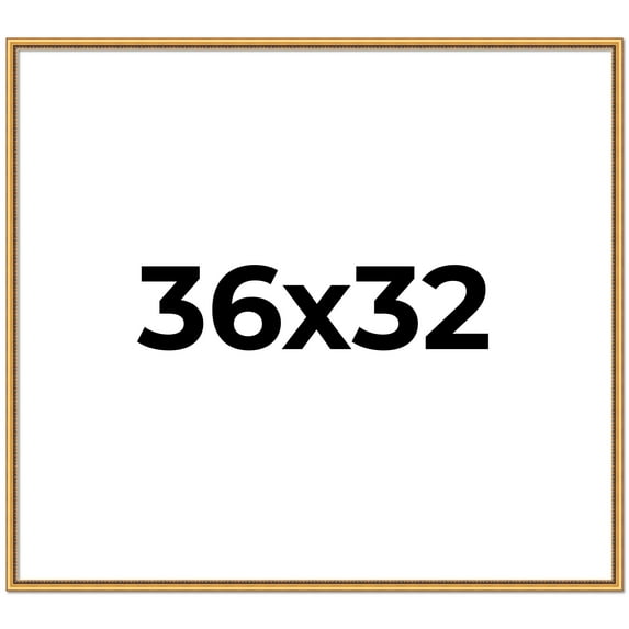 36x32 Frame Beaded Gold Solid Wood Picture Frame | 0.75 Inches Moulding Width | Liscio Oro