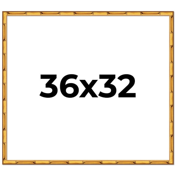 36x32 Frame Gold Bamboo Solid Wood Picture Frame | 1 Inch Moulding Width | Interior Frame Depth