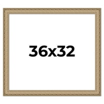 36x32 Frame Ornate Silver Beaded Solid Wood Picture Frame Width 2.5 Inches | Interior Depth 1