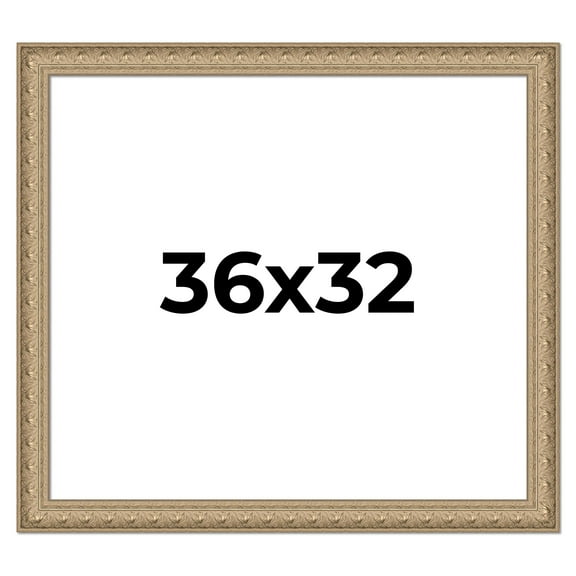 36x32 Frame Ornate Silver Beaded Solid Wood Picture Frame Width 2.5 Inches | Interior Depth 1