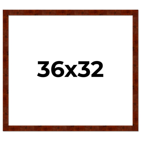 36x32 Walnut Brown Veneer Real Wood Picture Frame Width 1.75 inches | Interior Frame Depth 0.5