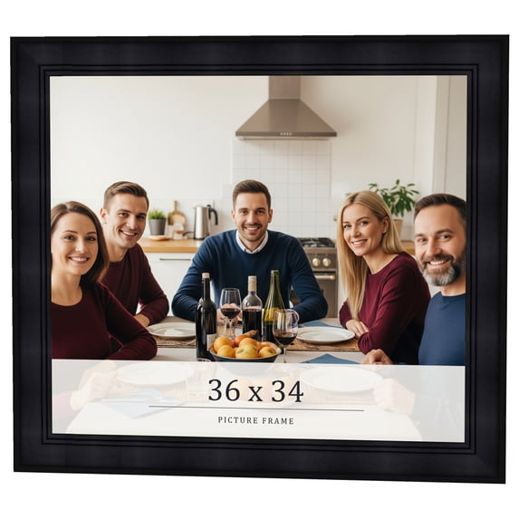36x34 Frame Black Passaggi Solid Wood Picture Frame Width 1.5 Inches | Interior Depth 0.5 Inches |