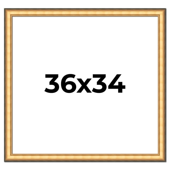 36x34 Frame Gold Plein Aire Solid Wood Picture Frame Width 2 Inches | Interior Frame Depth 0.5