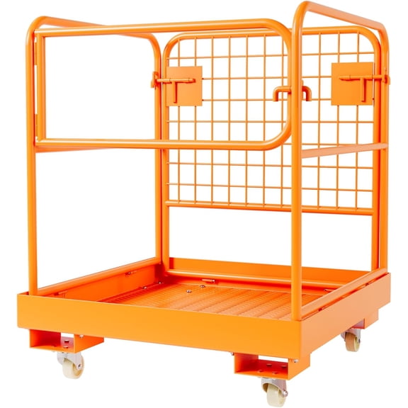 36x36 In Forklift Safety Cage 1200 lbs Capacity Steel Work Platform with Wheels