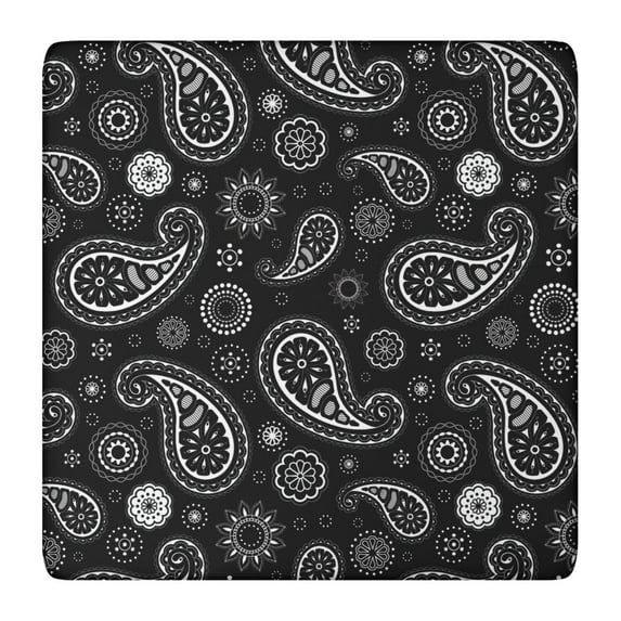 36x36 Inch Bohemian Style Square Tablecloth with Elastic Border, Fitted Cover for Card Tables and Kitchen Dining