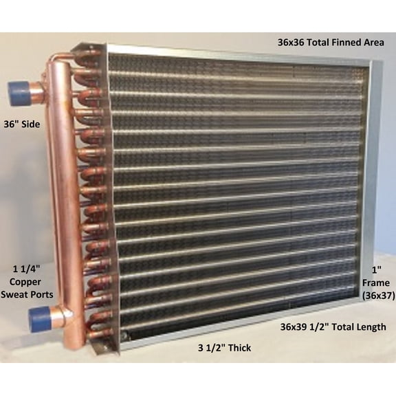 36x36 Water to Air Heat Exchanger~~With 1 1/4" ports w/ EZ Install Front Flange