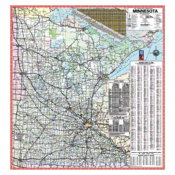 36x38 Minnesota State Official Executive Laminated Wall Map blue ocean