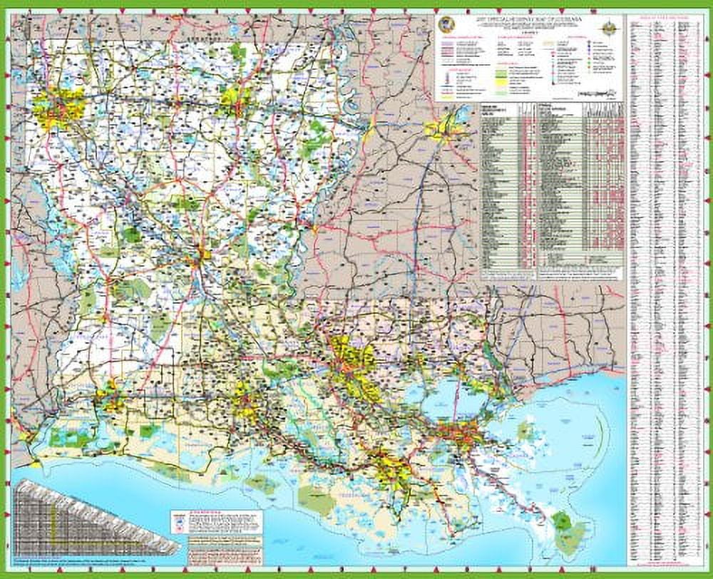36x44 Louisiana State Official Executive Laminated Wall Map - Walmart.com