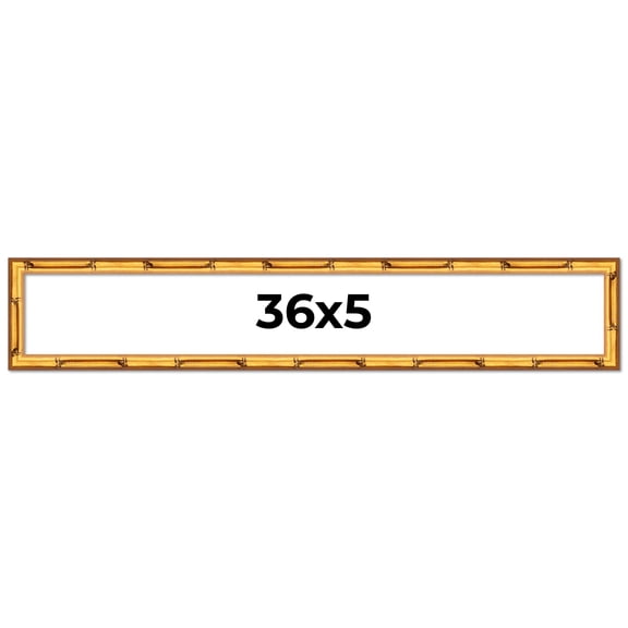 36x5 Frame Gold Bamboo Picture Frame - Complete Modern Photo Frame Includes UV Acrylic Shatter