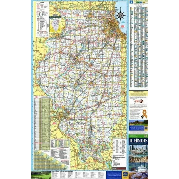 36x54 Illinois State Official Executive Laminated Wall Map