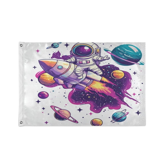 36x60 inch Garden Hanging Flag Square Double Sided Flag Garden Garage nd Patio Decorative Flag Astronauts in Rockets