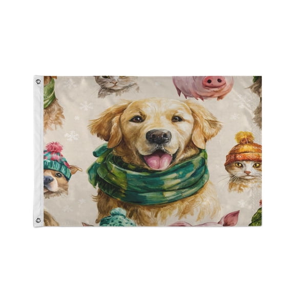 36x60 inch Garden Hanging Flag Square Double Sided Flag Garden Garage nd Patio Decorative Flag Watercolor Animals Pattern