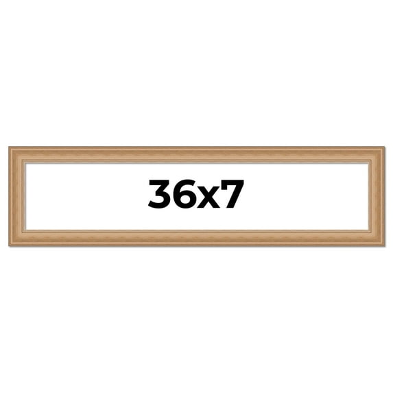 36x7 Frame Charleston Honey Brown Solid Wood Picture Frame Width 1.75 Inches | Interior Depth 0.5