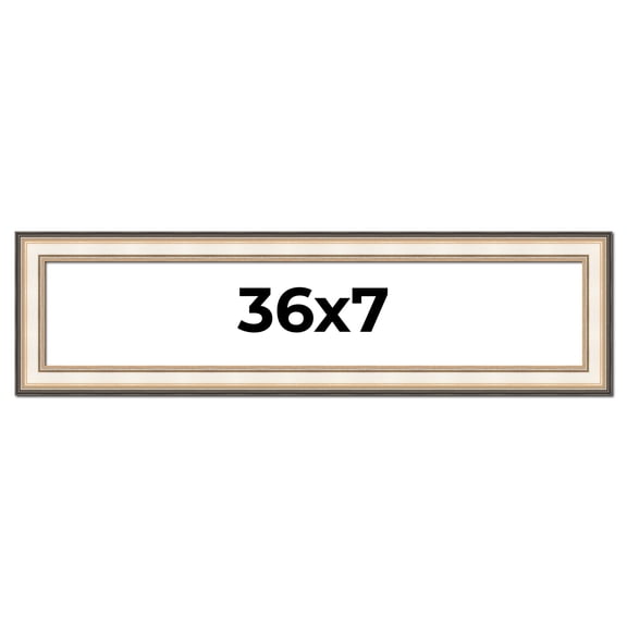 36x7 Frame Gold Silver Plein Aire 2" Inch Wide Moulding Solid Wood Picture Frame | Modena