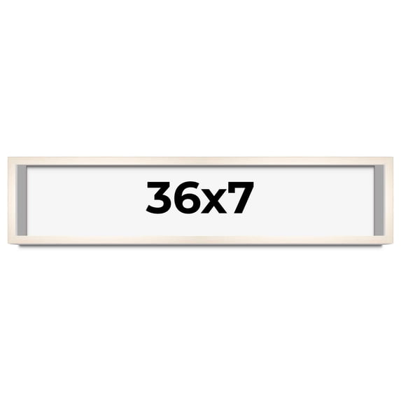 36x7 Frame White Wash Solid Wood Picture Frame | 0.8125 Inch Moulding Width | Includes UV Acrylic