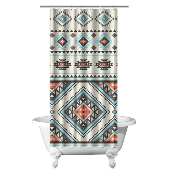 36x72 Inch Bohemian Shower Curtain Ethnic Tribal Pattern in Earthy Colors Vintage Polyester Fabric Bathroom Décor