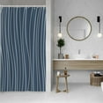 thumbnail image 1 of 36x72 Inch Dark Blue Stall Shower Curtains for Bathroom Minimalism White Stripe Farmhouse Bathtub Curtain Rustic Shabby Chic Extra Long Bath Curtain Decor Waterproof with Hooks, 1 of 6