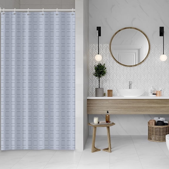 36x72 Inch Neutral Checkered Long Shower Curtain Farmhouse Plaid Polyester Bath Curtain Rustic Bordered Stall Shower Curtains Set for Kids Bathroom Decor Waterproof with Hooks