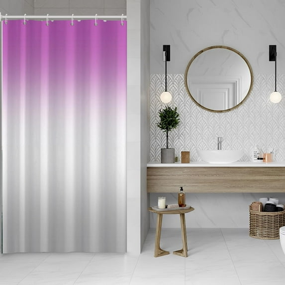 36x72 Inch Ombre Purple to Grey Texture Waffle Shower Curtain Three Gradient Solid Color Bathtub Curtain Modern Fashion Farmhouse Bath Curtain for Women Bathroom Decor Fabric with Hooks
