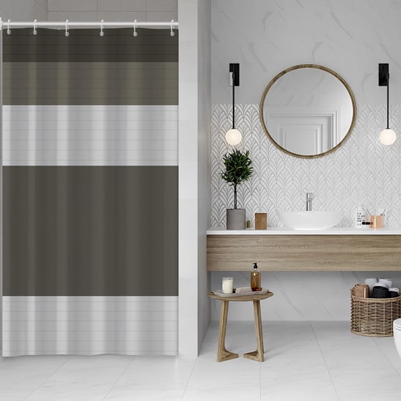 36x72 Inch Striped Extra Long Fabric Shower Curtain for Kids Bathroom Decor Farmhouse Plaid Textured Polyester Bath Curtain Modern Neutral Stall Shower Curtains Set Waterproof with Hooks