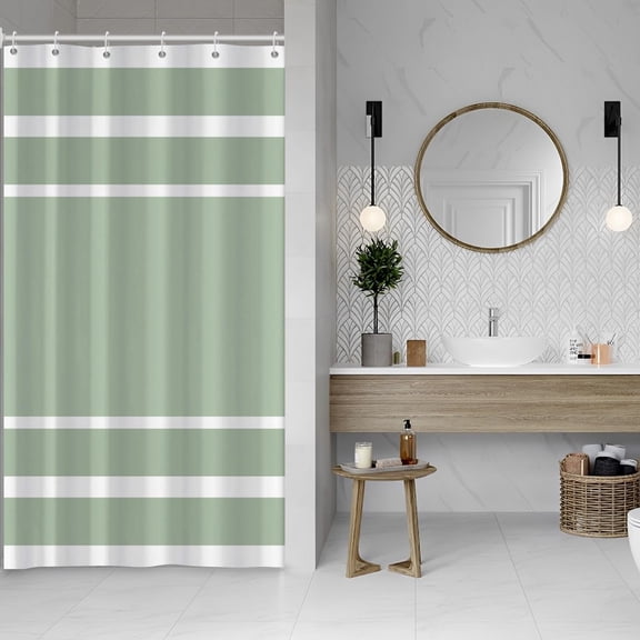 36x72 Inch Striped Farmhouse Long Shower Curtain Plaid Patchwork Polyester Bath Curtain Rustic Neutral Stripe Stall Shower Curtains Set for Kids Bathroom Decor Waterproof with Hooks