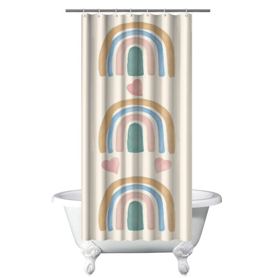 36x72 Vintage Boho Shower Curtain, Earth Tone Quick-Drying Polyester with Plastic Rings, Tribal Artistic Pattern for Farmhouse Bathrooms