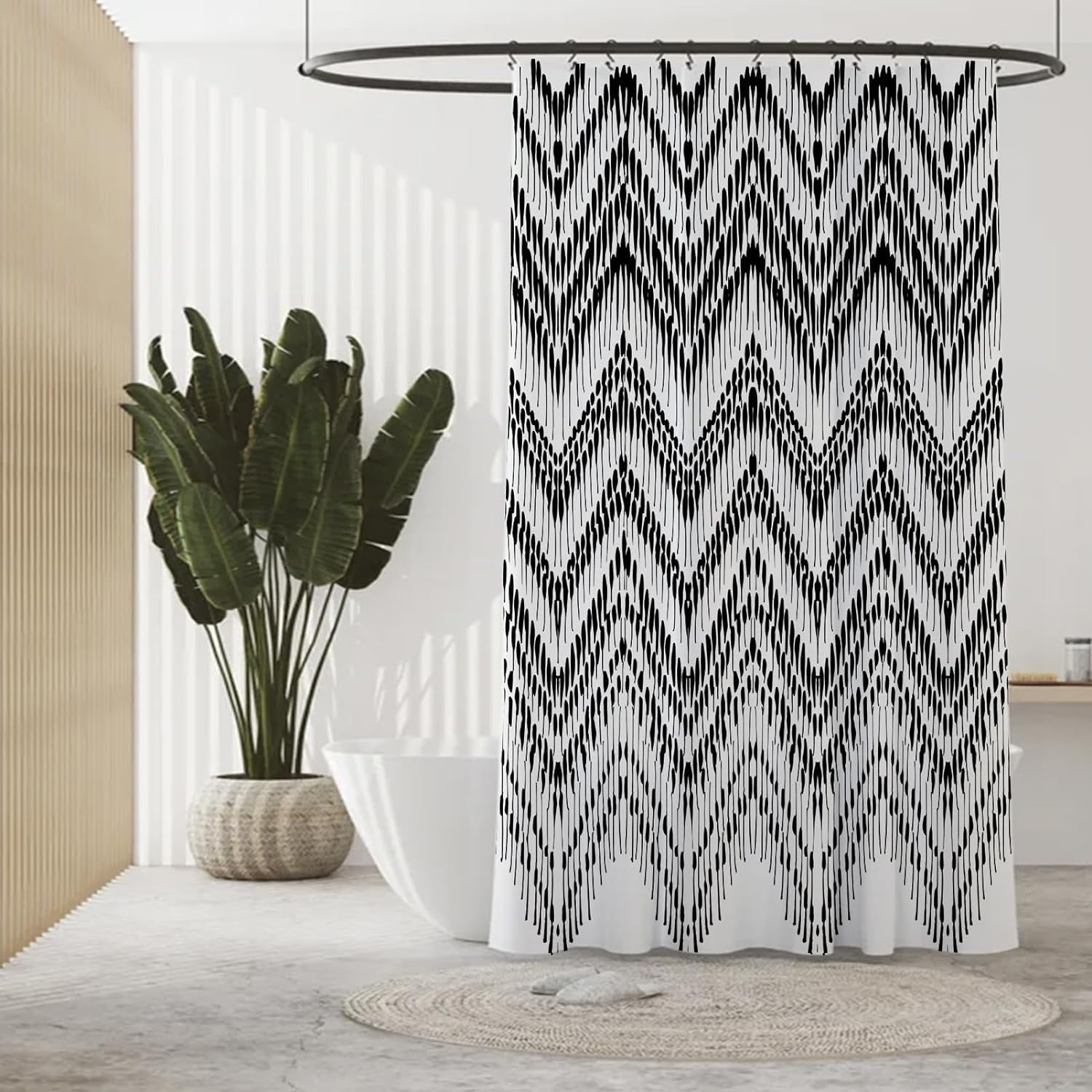 36x72in Stall Black White Shower Curtain,Boho Geometry Fabric Shower  Curtains Sets for Bathroom,Farmhouse Stripe Bath Curtain Minimalist Art  Curtain ..., image size:1500x1500