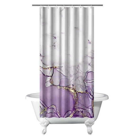 36x72inch Purple Marble Shower Curtain Lavender Golden Powder Colorful Pattern Texture Abstract Aesthetic Ink Art Painting Bath Curtain for Modern Home Hotel Bathroom Decor with Hooks