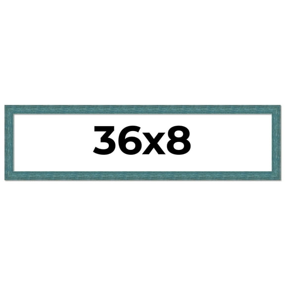 36x8 Frame Blue Rustic Barnwood Solid Wood Picture Frame Width 1.25 Inches | Interior Depth 0.5