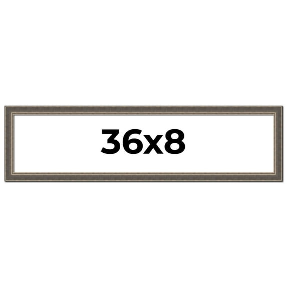 36x8 Frame Silver Real Wood Picture Frame Width 1.25 Inches | Interior Frame Depth 0.5 Inches |