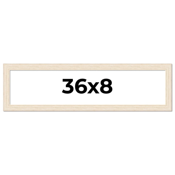 36x8 Frame White Barnwood Picture Frame Includes UV Acrylic Plexiglass, Acid Free Foam Backing