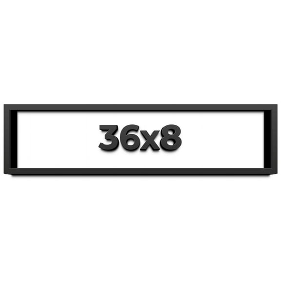 36x8 Shadow Box Frame Black | 1 inches Deep Real Wood Contemporary Shadowbox Display Frame | UV