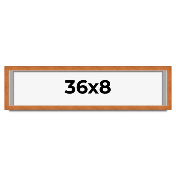 36x8 Shadow Box Frame Brown | 0.875 Inches Deep Real Wood Contemporary Shadowbox Display Frame | UV