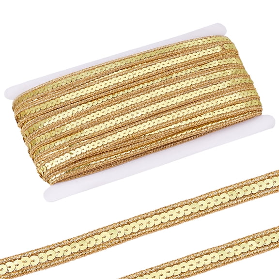 36yards Polyester Ribbon Paillette Sequin Trimming Ornament Accessories golden 13x1mm