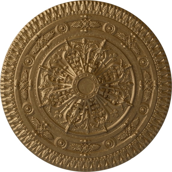 37 1/2"OD x 3 3/8"P Naple Ceiling Medallion (Fits Canopies up to 3 3/8"), Hand-Painted Pale Gold