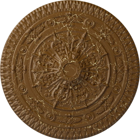 37 1/2"OD x 3 3/8"P Naple Ceiling Medallion (Fits Canopies up to 3 3/8"), Hand-Painted Smokey Topaz Crackle