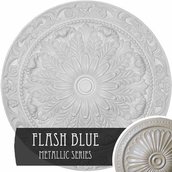 37 3/8"OD x 1 1/8"P Metz Ceiling Medallion, Hand-Painted Flash Blue