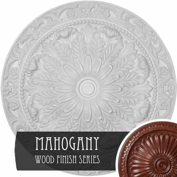 37 3/8"OD x 1 1/8"P Metz Ceiling Medallion, Hand-Painted Red Mahogany