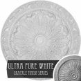thumbnail image 1 of 37 3/8"OD x 1 1/8"P Metz Ceiling Medallion, Hand-Painted Ultra Pure White Crackle, 1 of 13