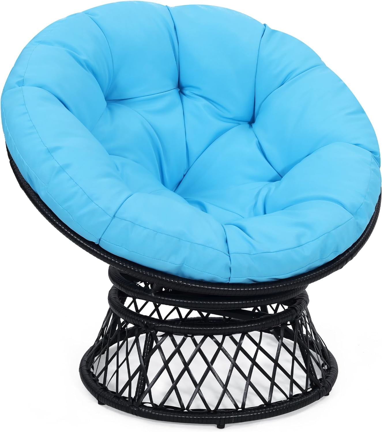 37" Wicker Papasan Circle Chair 360° Swivel Living Room Chair Indoor ...