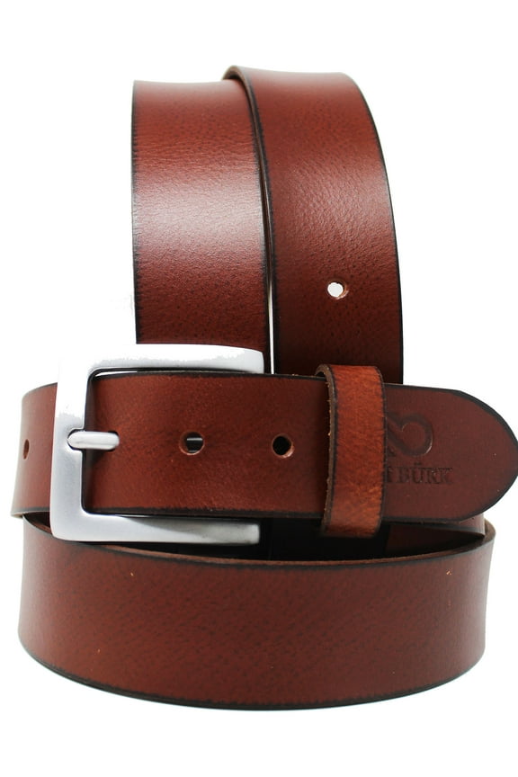 37-38 Adam Burk Men's Leather 1 1/2" Wide Casual Jean Belt Plain Brown 26AB05
