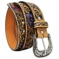 thumbnail image 1 of Challenger Western 1-1/2" Wide Floral Tooled Hand-Painted Genuine Leather Belt 26FK20, 1 of 3