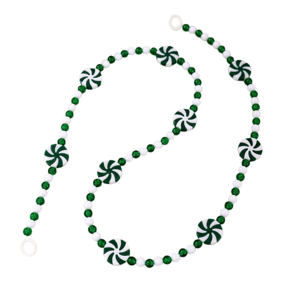 37.4" Christmas Candy Garland Bead Strand with Two-Tone Windmill Design, Xmas Hanging Decor for Tree, Wreath, Fence, Fireplace, Mantel & Holiday Party Indoor Accent (D)