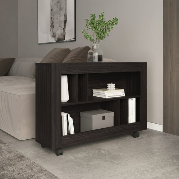 37.4" Console Table For Living Room - Six Shelves And Modern Design Element Cart With Compact