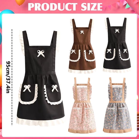 37.4 Inch Cute Bib Apron, Black Adjustable Stain Resistant Cooking Apron, Fashion Sleeveless Apron for Kitchen Home Cleaning